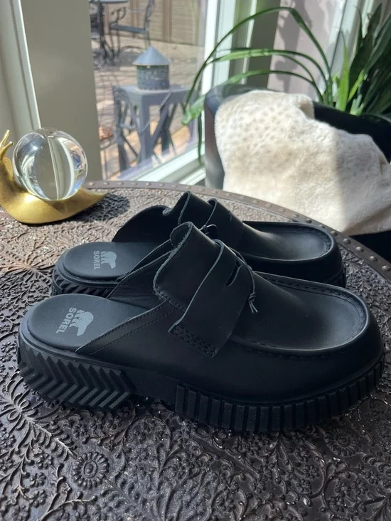 SOREL ONA AVE PENNY LOAFER MULES IN BLACK 9.5 - Picture 6 of 11